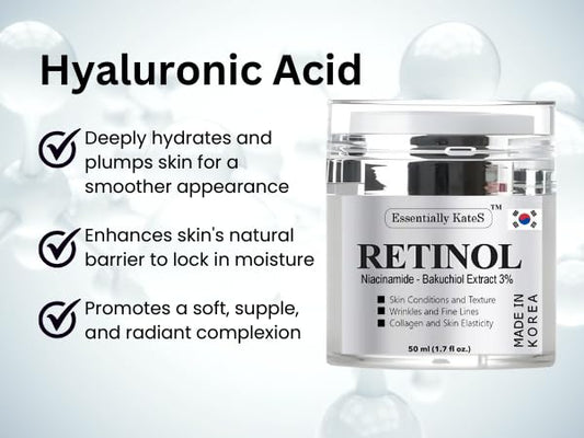 Retinol Moisturizer Cream 50 ml - Pack of 1 - Face, Eye, Forehead, Crow's Feet, Décolleté & Neck Cream - Fights Sagging Appearance, Puffiness, Wrinkles and Dark Circles - Korean Skincare