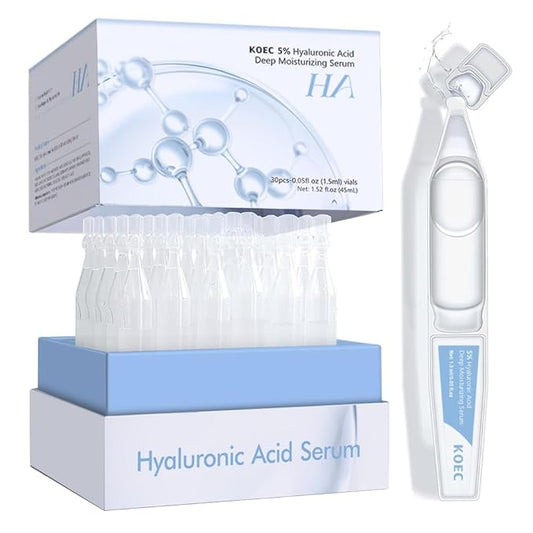 30 Pcs Hyaluronic Acid Serum Vials, Ultra Hydrating 5% Hyaluronic Acid serum Tubes, Hydrating Face Serum for Women Anti Aging, 1.5ml * 30pcs