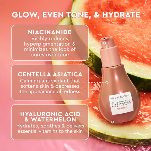 Glow Recipe Dewy Babies Travel Skincare Set - Plum Plump Hyaluronic Acid Serum + Dewy Flush Tinted Blush Drops + Pink Juice Face Moisturizer + Bronzing Hue Drops + Ultra Fine Facial Mist (5 Count)