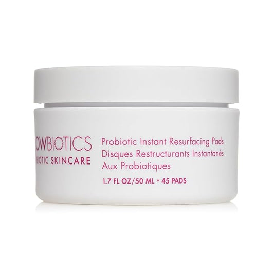 Glowbiotics Probiotic Instant Facial Resurfacing Pads: Exfoliates, Hydrates, Reduces Fine Lines & Pores | With Vitamin C & 5% Lactic Acid