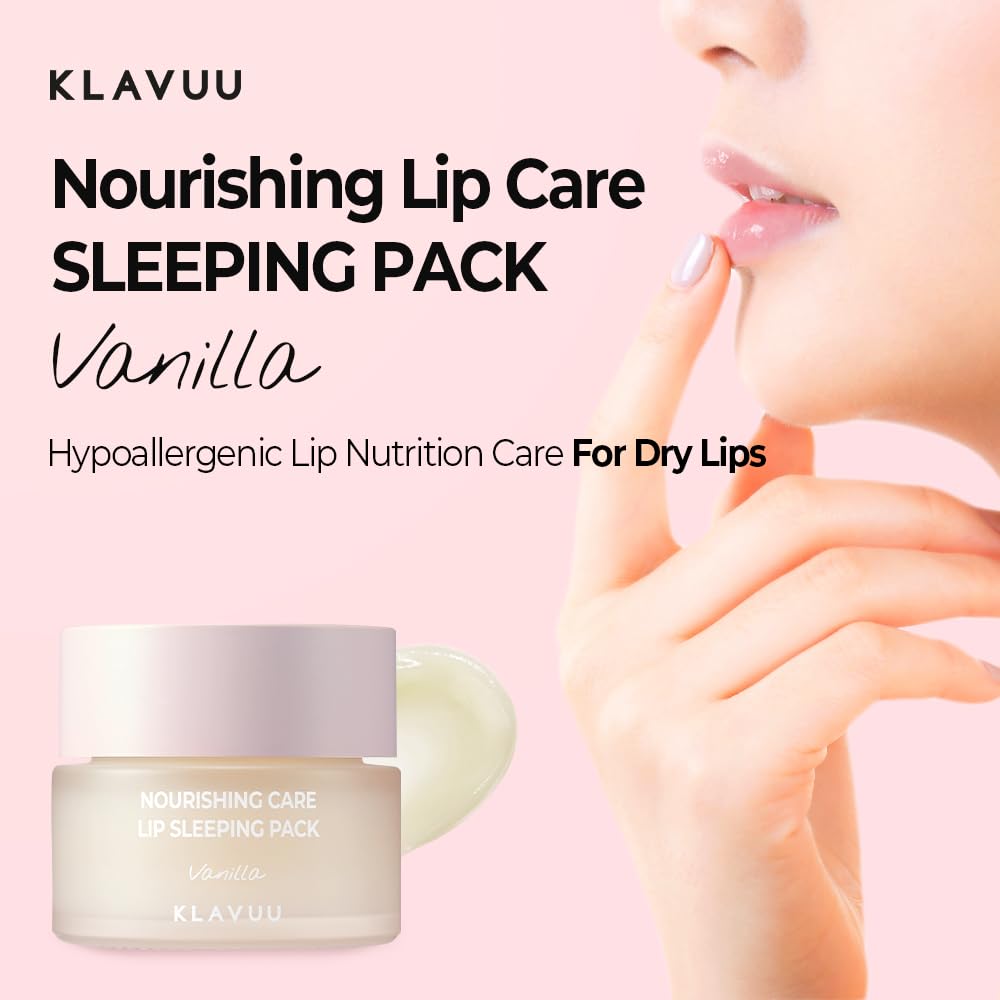 Klavuu Lip Mask Set (2PCS) – Overnight Deep Hydrating Korean Lip Balm Treatment for Very Dry, Chapped Lips | Lip Lightening & Plumping with Instant Hydration | Gentle Exfoliating (Vanilla & Vanilla)