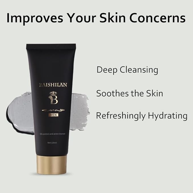 Daily Energizing Facial Cleanser - Deeply cleanses, Oil control，restores dry,Men's only，tired skin, Suitable for all skin types