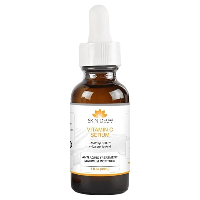 SKIN DEVA 1 oz Serum Vitamin C and Hyaluronic Acid Serum for Face + Matrixyl 3000 Anti Aging Serum, Boost Skin Collagen, Dark Spot Corrector, Anti Wrinkle Facial Serums
