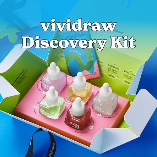 Vividraw Discovery Kit – Korean Skin Care Set for Women with 5 Serums for Daily Skincare, Travel-Size, Teen Girl Trendy Stuff with Targeted Solutions for Hydration, Firming, Calming, Gift Set