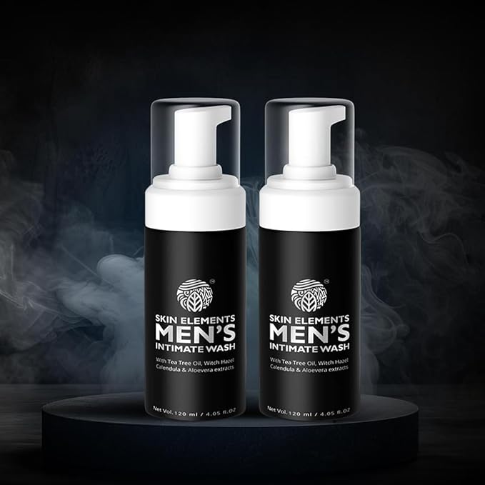 Skin Elements Intimate Wash for Men with Tea Tree Oil (Combo) | pH Balanced Foaming Hygiene Wash | Controls Bad Odor & sweat | Refreshes Intimate Area | Jabon Intimo Hombre | 120 ml | Pack of 2