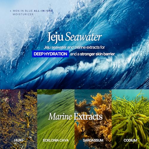 Nature Republic Man In Blue All In One Moisturizer - Daily Fresh Facial Lotion, Korean Natural Hydrating Simple Skin Care For Men Dry Beard Face, Rich, Lightweight, Aftershave, 150ml/5.07 Fl.Oz.