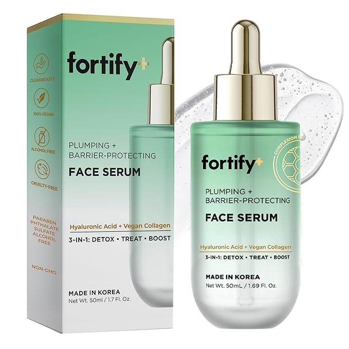 Hyaluronic Acid Face Serum with Collagen - 3-in-1: Detox, Treat, Boost - Dermatologist Tested, Ultra Hydrating, Anti-Aging & Protecting - Clean Beauty, Korean Skin Care - 1.7oz 2 Pack