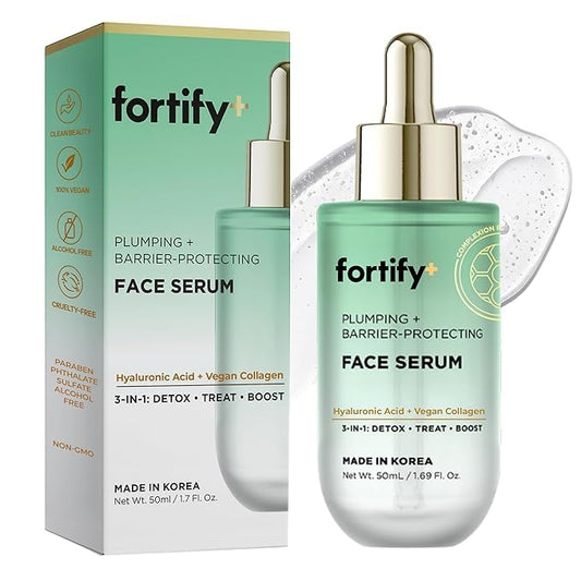 Hyaluronic Acid Face Serum with Collagen - 3-in-1: Detox, Treat, Boost - Dermatologist Tested, Ultra Hydrating, Anti-Aging & Protecting - Clean Beauty, Korean Skin Care - 1.7oz 2 Pack