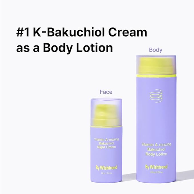 BY WISHTREND Vitamin A-mazing Bakuchiol Body Lotion 150g, Korean body lotion, skin bumps, chicken skin, hyperpigmentation, dull wrinkles, pore care for All Skin Types