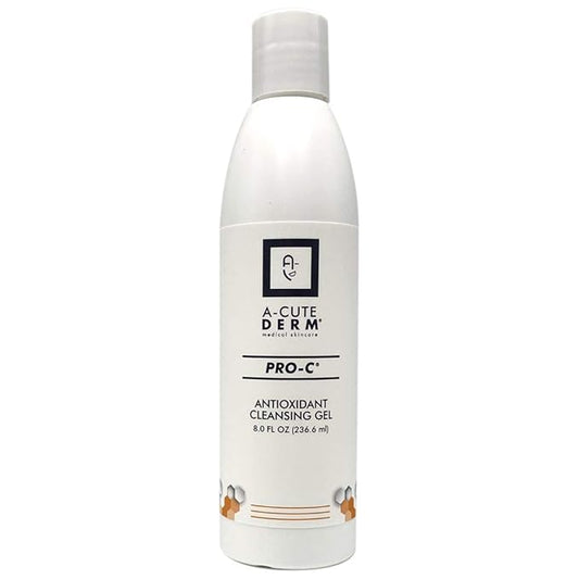 A-Cute Derm Pro-C Antioxidant Cleansing Gel Refreshing Hydrating Green Tea Extract and Vitamin C Helps in Calming Skin All Skin Types (8oz)