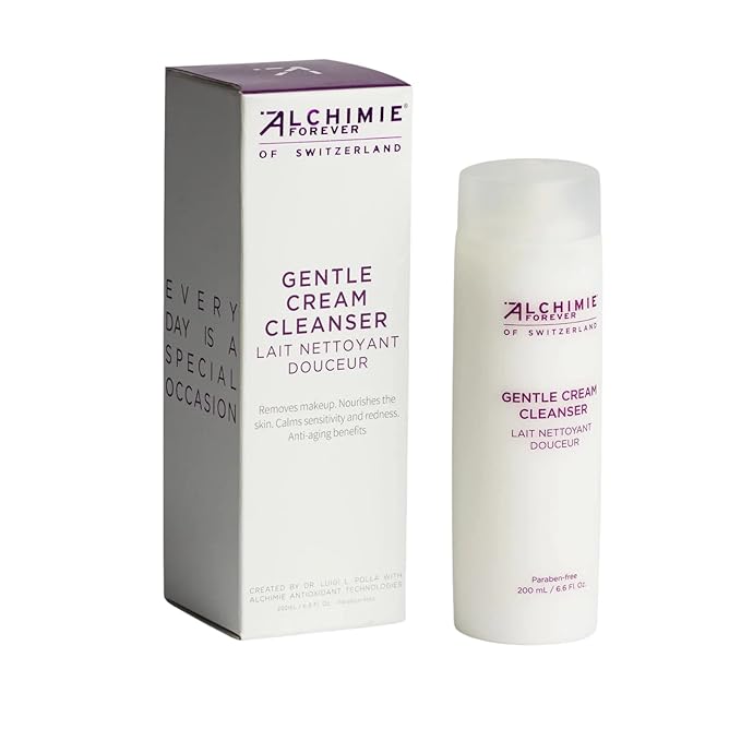 Alchimie Forever Gentle Face Cream Cleanser, Hydrates, Brightens & Reduces the Appearance of Redness - Softly Removes Dirt, Oil, Makeup & impurities PH Balancing, Antioxidant & Anti-Aging Wash 6.6 Oz