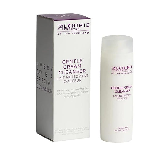 Alchimie Forever Gentle Face Cream Cleanser, Hydrates, Brightens & Reduces the Appearance of Redness - Softly Removes Dirt, Oil, Makeup & impurities PH Balancing, Antioxidant & Anti-Aging Wash 6.6 Oz