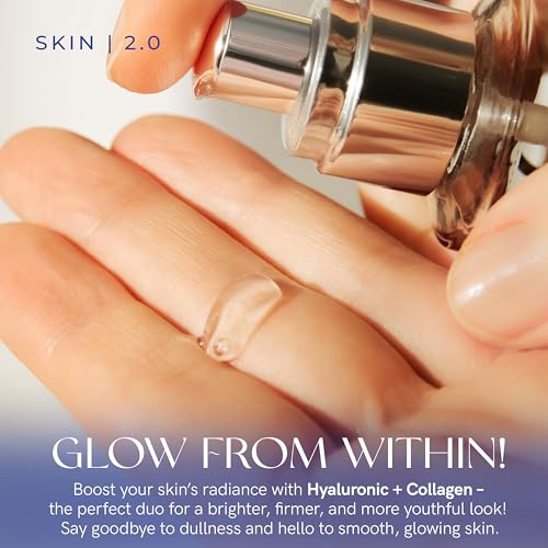 Skin 2.0 Hyaluronic Acid & Collagen Face Serum - Dermatologist Tested, Skin Tightening, Hydrating - Anti-Aging, Clean Beauty, Cruelty-Free Korean Skincare for All Skin Types - 1.69 Fl oz