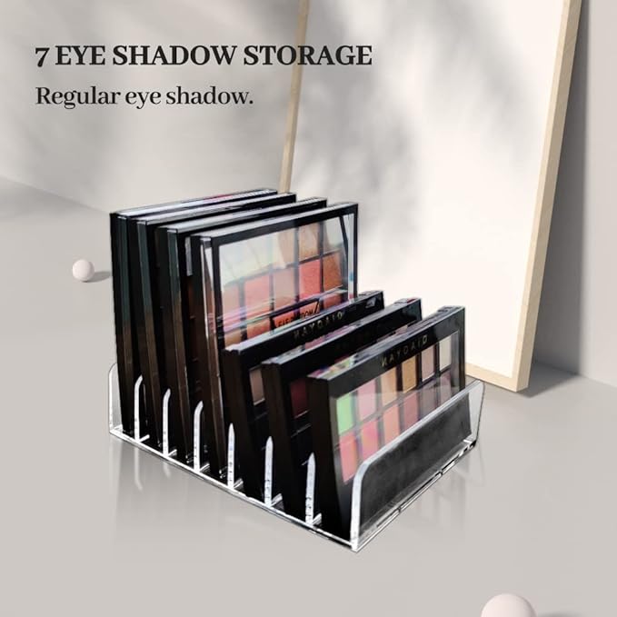 Acrylic Clear Eyeshadow Palette Organizer 7 Sectons Makeup