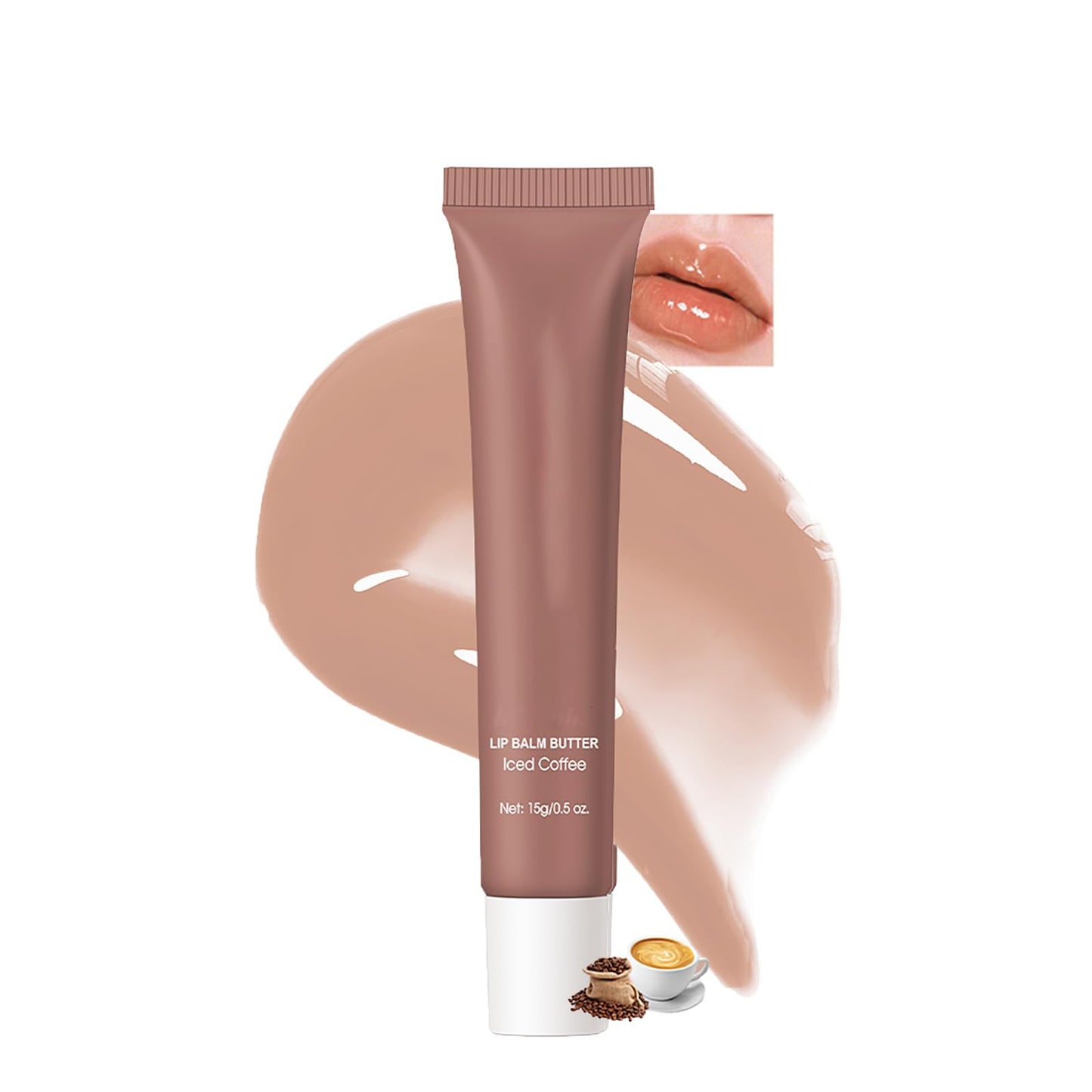 Easilydays Lip Butter Balm, Hydrating Lip Balm with Sheer Tint, Plumps Moisturizing Hydrating Lip Mask, Vegan Non-Sticky Lip Glowy Balm for Instant Moisture, Shine, & Soothing Lip Care, #3 Ices Coffee