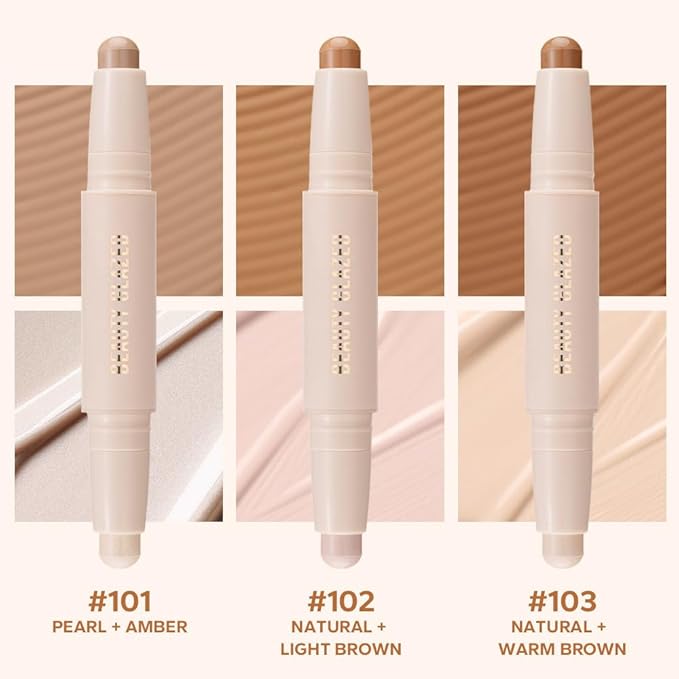 Cream Contour Sticks,Shades with Highlighter & Bronzer,Non-greasy and