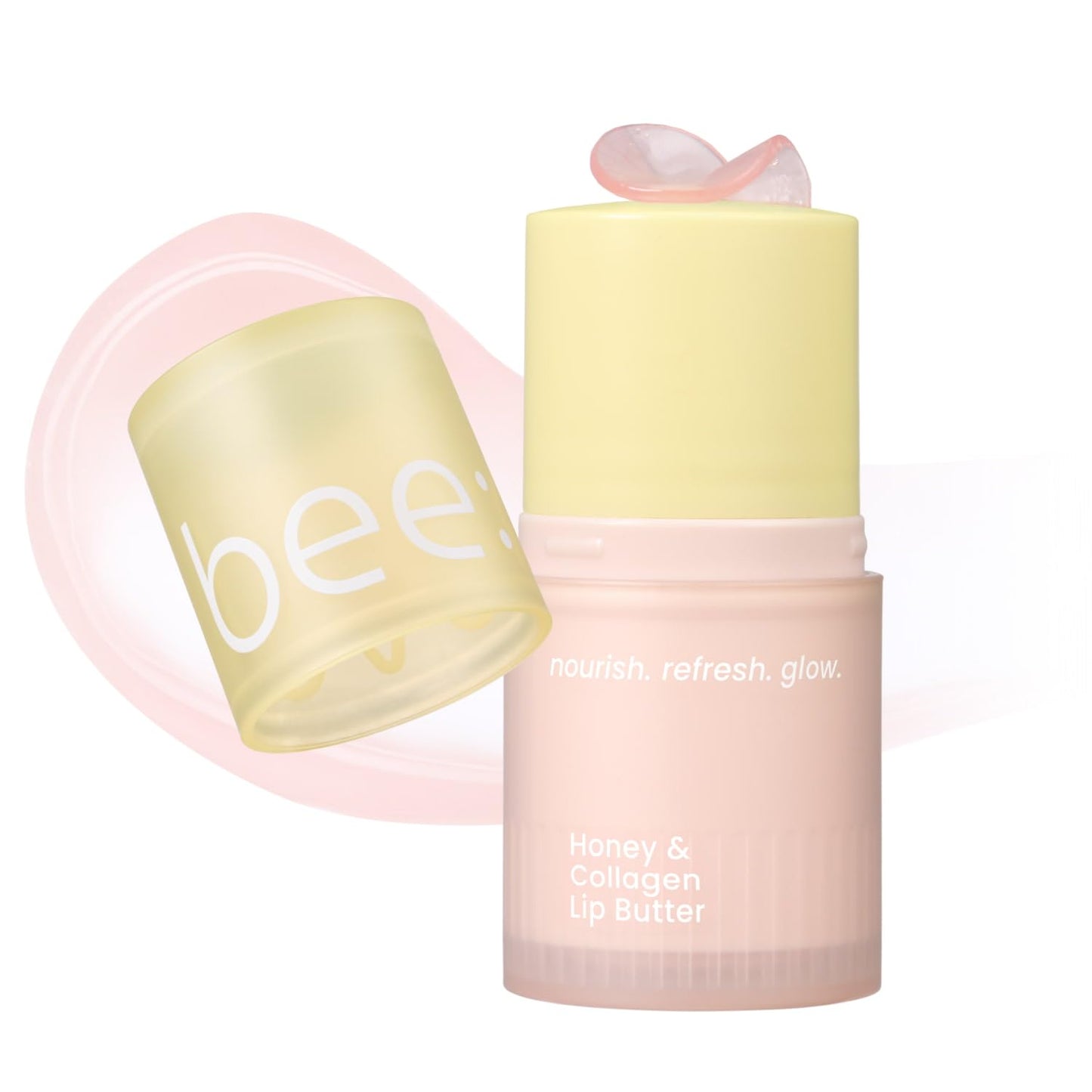 beenuvo Honey & Collagen Lip Butter, Hydrating Lip Treatment, Overnight Lip Mask, Moisturizing Lip Balm with Jojoba Oil & Squalane, Lip Care, Korean Skin Care (0.45 oz)