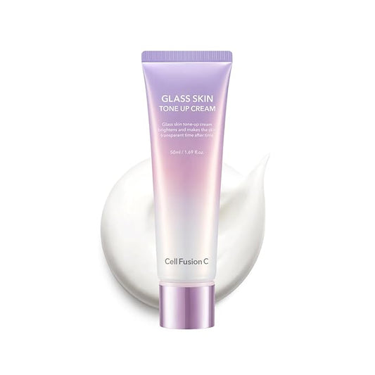 Cell Fusion C Glass Skin Tone Up Cream, Vitamins + Alpha-Arbutin - Natural Makeup Look, For Bright, Even Skin Tone, 50ml / 1.69 fl.oz.