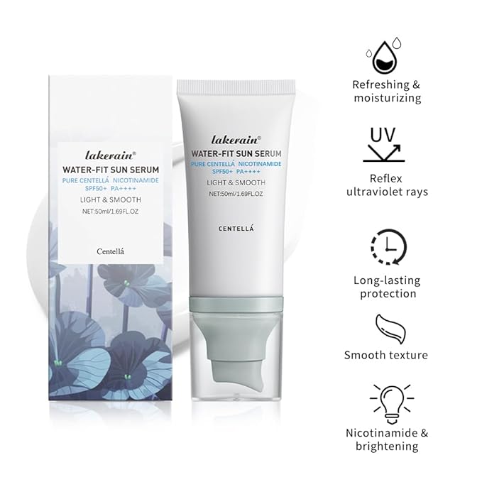 Centella Sunscreen SPF 50 PA++++, Hyalu Cica Water-Fit Sun Serum, Lightweight Sunscreen with Centella Asiatica, Hydrating & Non-Greasy Sun Protection for Sensitive Skin, Reef-Safe & Fast-Absorbing