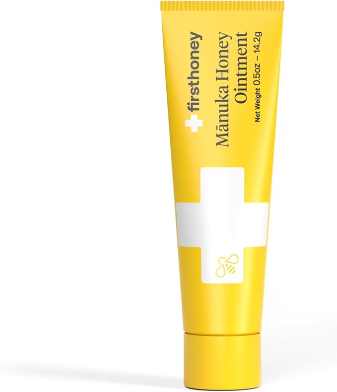 First Honey Wound Healing Ointment 0.5 oz | 100% Active Leptospermum | Fast Relief & Skin Repair | Manuka Honey from New Zealand Antibiotic Free Burn Care, Scar Gel, Dressing Aid