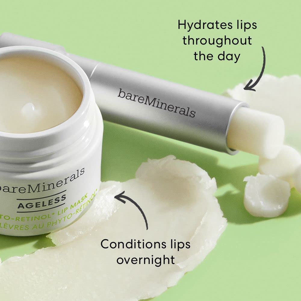 bareMinerals Ageless Phyto-Retinol Lip Mask with Plant-Based Retinol Alternative + Hyaluronic Acid, Leave-On Lip Sleeping Mask, Vegan