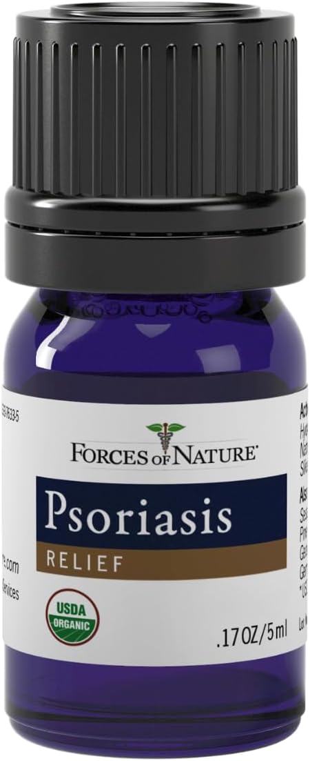 Forces of Nature Natural, Organic Psoriasis Maximum Strength Multi-Symptom Relief for Redness, Flaky, Itch or Dry Skin, Reduce Flare-ups on Skin and Scalp with Essential Oils, Non-GMO, 0.17 Fl Oz
