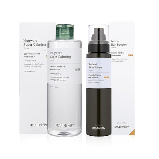 Gentle Repair Duo – Retinal Skin Booster Serum + Mugwort Super Calming Toner – Low-Irritation Korean Skincare for Barrier Strengthening, Tone & Texture Improvement – Ideal for Beginners with Sensitive