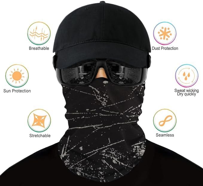 9-Pack Balaclava Face Mask for Men & Women - UV Protection Neck Gaiter, Multi-Use Cycling Mask & Breathable Headband, Outdoor Sports Scarf Accessories