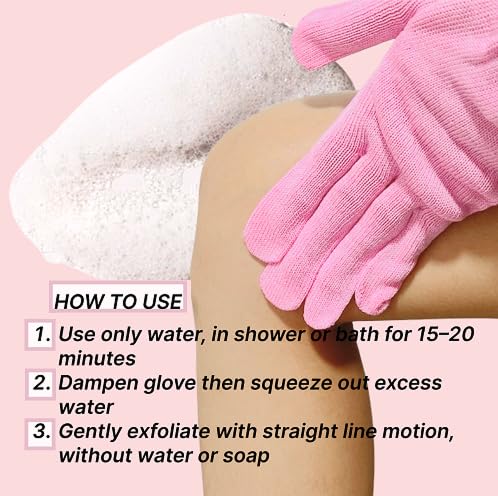 Exfoliating Mitt Glove for Dead Skin – Smooth Body Scrub Shower & Bath Set with Korean Finger + Mitt Combo & 5 Grain AHA Soap Set– Skin Care Exfoliator Gloves & Bar