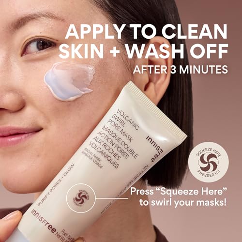 innisfree Volcanic Swirl Pore Clay Mask, 2-in-1 Korean Skincare for Exfoliating & Hydrating, For Oily & Dry Skin