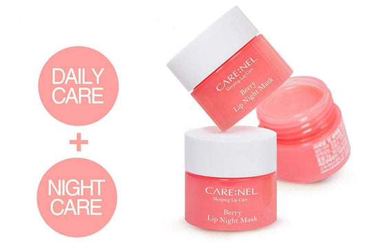 CARENEL Lip Sleeping Mask 5g (Berry 3Set) - Moisturizer for Dry Lips - Overnight Treatments Balm, Day and Night Repair Gloss, Scrubs Exfoliator