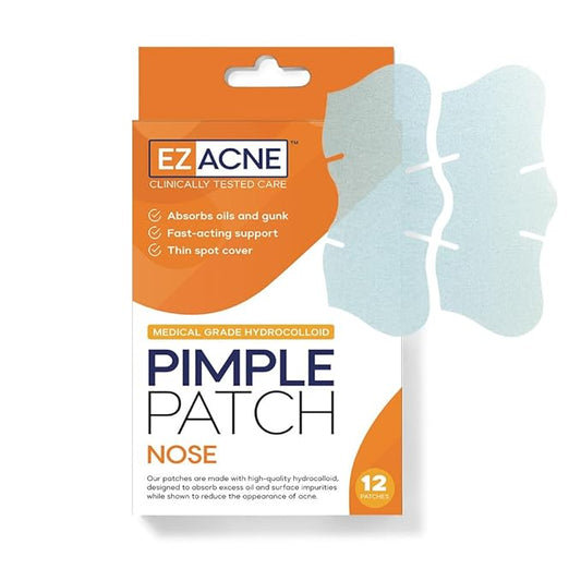 EZACNE™ Pimple Patches for Nose – Medical Grade Hydrocolloid Nose Pore Patches for Zits, Blemishes & Excess Oil – Overnight Pore & Whitehead Nose Strips (12 Count)