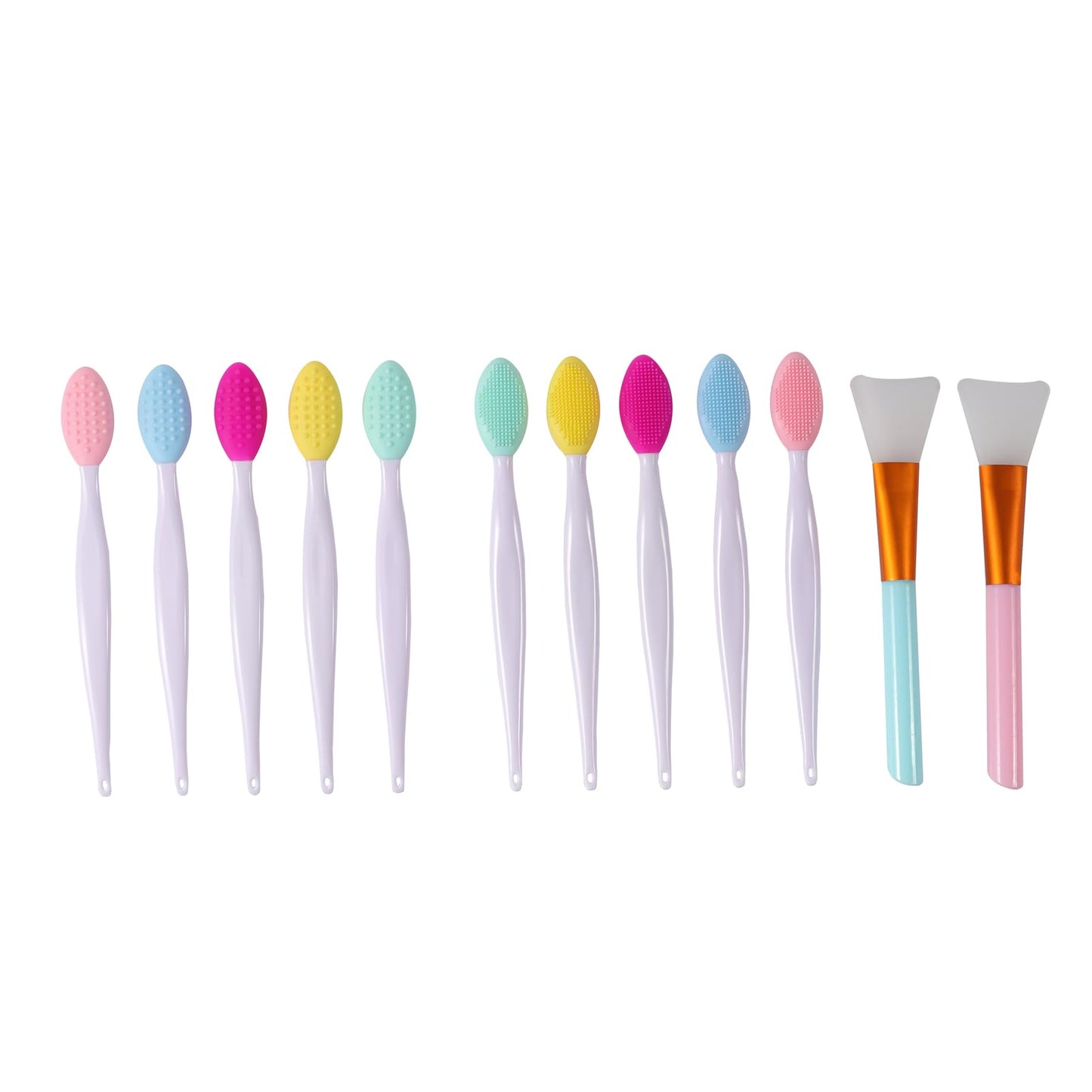 Face Brush Set 10pcs Manual Silicone Exfoliating Lip Brush Nose Cleansing Brush and 2pcs Mask Brush for Facial Skin Care