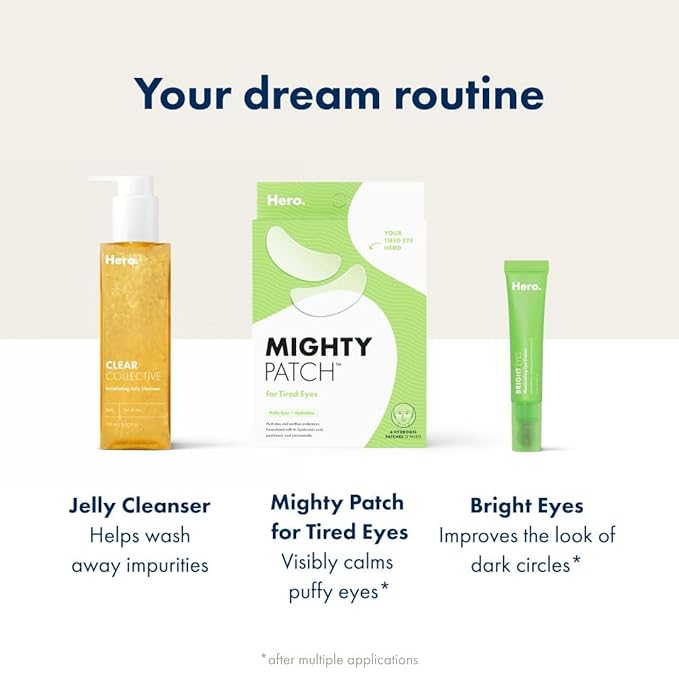 HERO COSMETICS Mighty Patch™ for Tired Eyes Patches - Soothing Hydrogel Patches - Awakens and Visibly De-puffs Undereyes with Multiple Applications (6 Count)