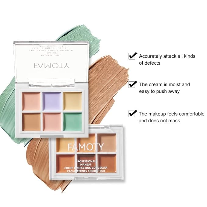 6 Colors Correcting Concealer Palette, with 11 Pcs Acne, Blemish