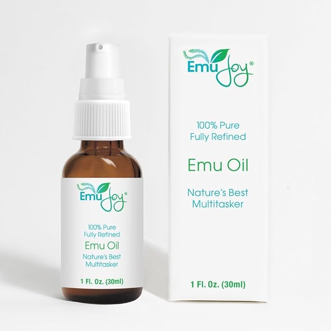 Emu Joy Emu Oil Organic - 100% Pure, Made in the USA - Emu Oil for Skin, Face, Hair, and Nails, Piercing Bump Oil & Tattoo Aftercare