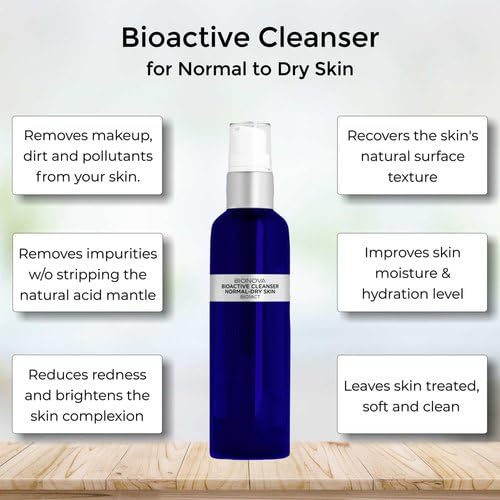 Bioactive Facial Cleanser Treatment for Normal to Dry Skin - Non-Foaming Face Wash Provides a Gentle Deep Clean (4.5 fl oz)
