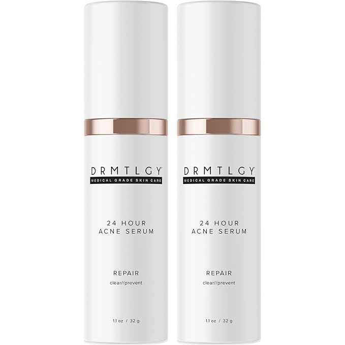 DRMTLGY Acne Spot Treatment and Cystic Acne Treatment. Acne Serum with Micronized Benzoyl Peroxide 5% and Glycolic Acid. 1.1 oz, 2 pack