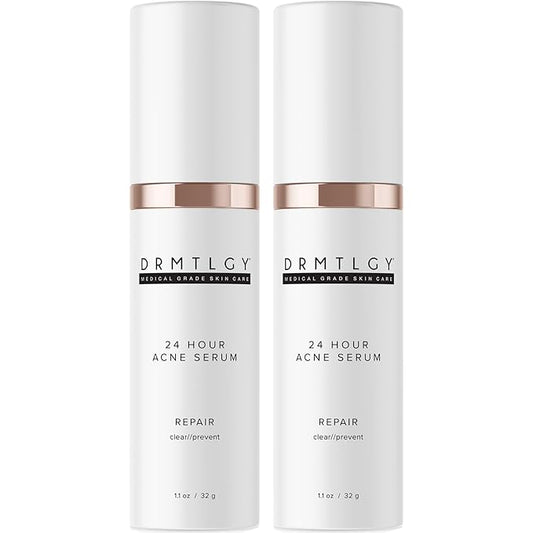 DRMTLGY Acne Spot Treatment and Cystic Acne Treatment. Acne Serum with Micronized Benzoyl Peroxide 5% and Glycolic Acid. 1.1 oz, 2 pack