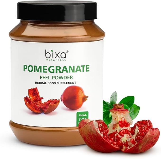 bixa BOTANICAL Pomegranate Peel Powder | Herbal Tea, Skincare & DIY Beauty | Punica Granatum, Ayurvedic Herbal Supplement | Gluten Free, Non-GMO, Steam Treated, Vegan, 100% Pure | 200g / 7oz