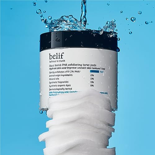 belif PHA 2% Toner Pads – Gentle Exfoliating Facial Polish for Pore Care, Hydrating & Soothing with Panthenol & Cica, Double-Sided Texture, Ideal for Sensitive Skin, Korean Skincare (70 Pads)