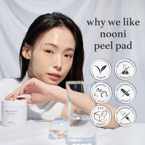 NOONI Facial Toner Pads - Glycolic Acid Exfoliating Pads 80 EA | AHA(Glycolic Acid, Lactic Acid), Pore Pad, Glass Skin, Reduces Fine lines with Panthenol & Hydrating Serum, Korean Skin Care, Kbeauty