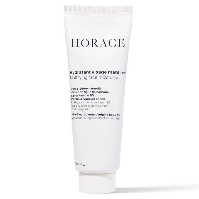HORACE Mattifying Face Moisturizer for Men – 96.6% Organic & Natural Ingredients – No Silicones or Mineral Oils – Moisturising Cream for All Skin Types – Unscented, 75 ml