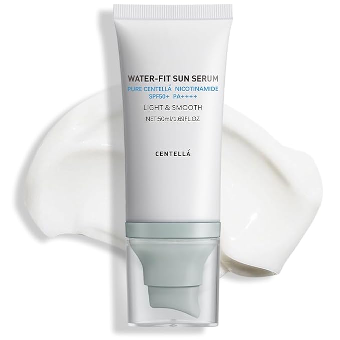 Centella Sunscreen SPF 50 PA++++, Hyalu Cica Water-Fit Sun Serum, Lightweight Sunscreen with Centella Asiatica, Hydrating & Non-Greasy Sun Protection for Sensitive Skin, Reef-Safe & Fast-Absorbing
