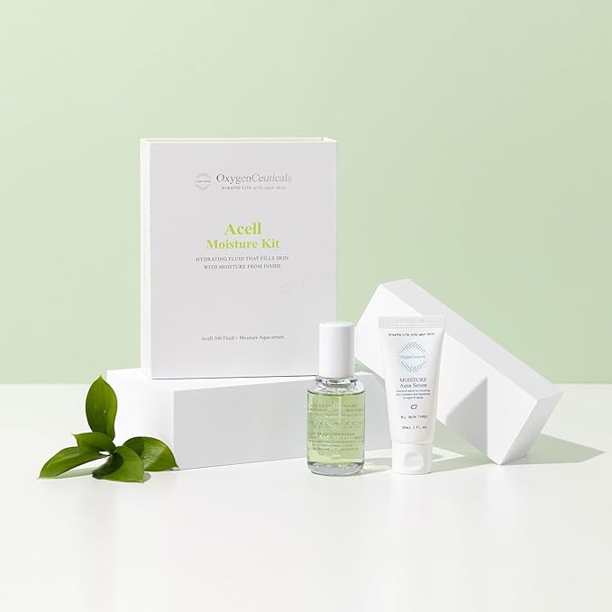 Acell Moisture Kit – Hydrating Serum & Oil-Free Ampoule for Dehydrated Skin, Acell-300 Fluid 30ml + Moisture Aqua Serum 30ml