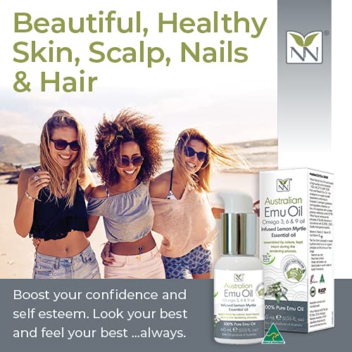 Y-Not Natural Ultra Pure Australian Emu Oil 60 mL - Luxury, Hospital Grade | Free Range Aboriginal Omega 3, 6 & 9 Oil Infused with Lemon Myrtle - Ultimate Moisturizer for Skin, Hair, Nails, and Scalp
