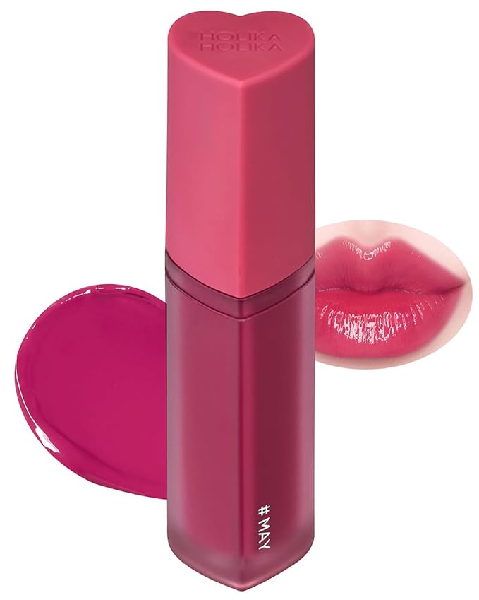 HOLIKA HOLIKA Heart Crush Glow Lip Tint Air – Korean Lip Tint with High Shine Juicy Fruit Jam Colors Lip Stain – Hydrolyzed Collagen & Vitamin C (13 MAY)
