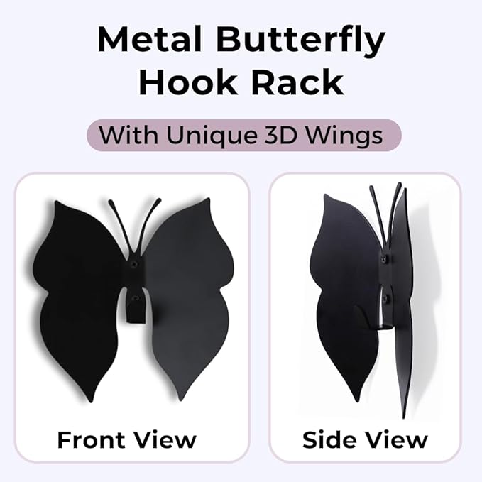 Butterfly 3D Black Butterfly Wall Hooks: Girl’s Bedroom 2 Hangers