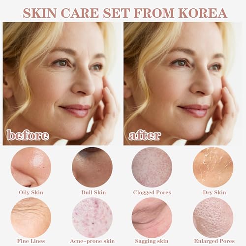 JAAN Korean Skin Care Set for Face, Anti-Aging Facial Moisturizer Lotion and Toner, Deep Hydrating for Face, K Beauty Facial Set, Gift Set for Women, Korean Skin Care, 4.5 FLOZ*2
