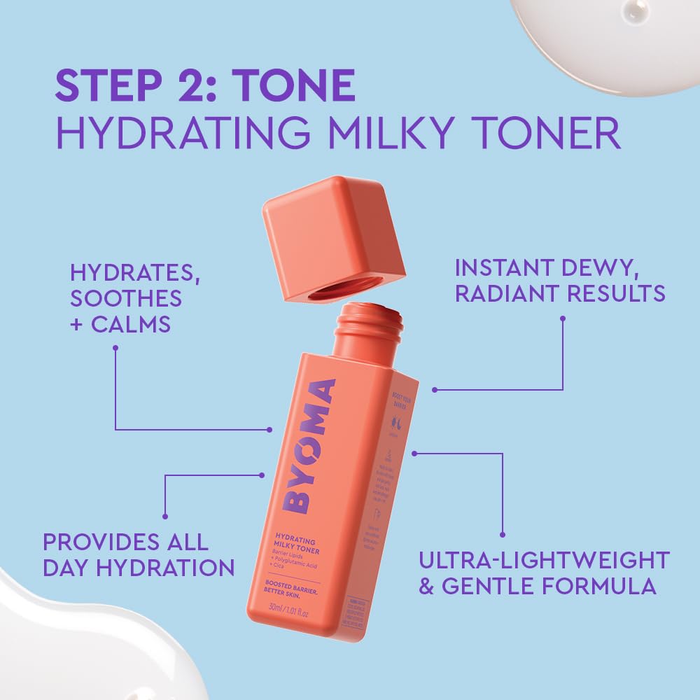 BYOMA Universal Starter Kit Heroes (5-Piece Kit) - Skincare Gift Set with Jelly Cleanser, Milky Toner, Hydrating Serum, Gel Cream & SPF 50 - Skin Barrier Repair Gift Set with Makeup Bag